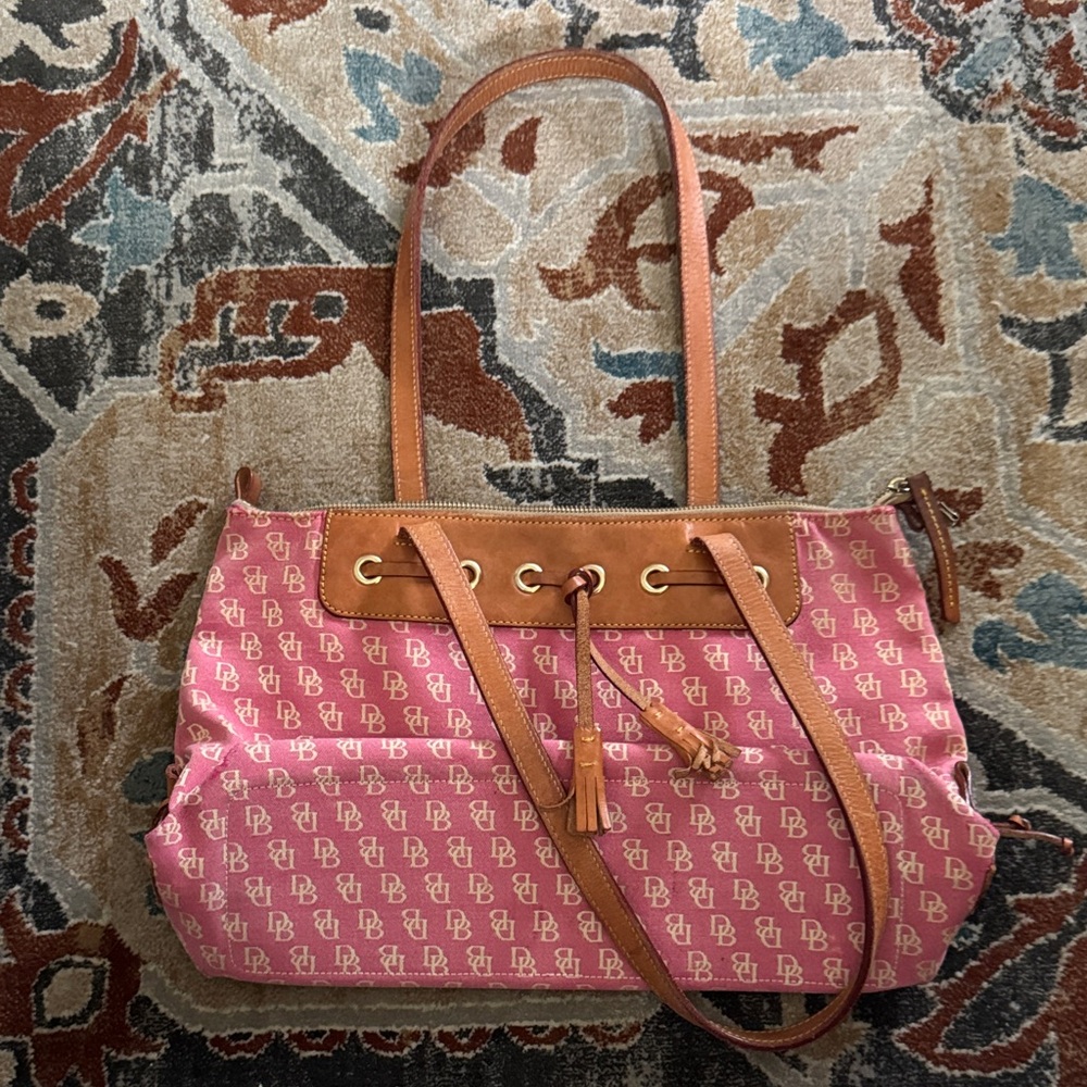 Dooney & Bourke Pink and Tan Tote - Picture 1 of 11